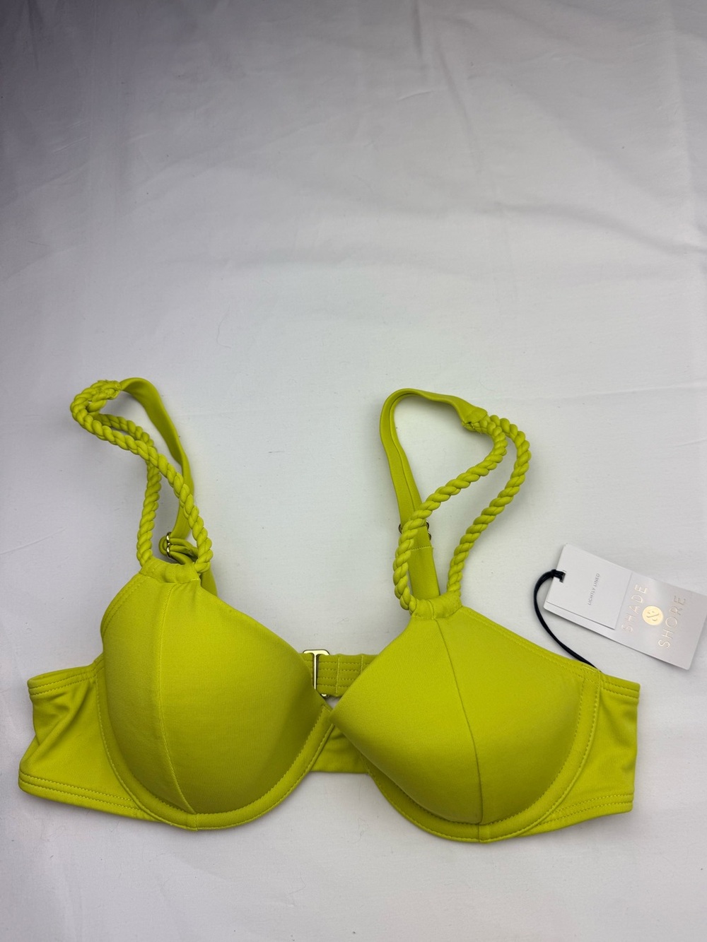 Shade & Shore Target Neon Lime Bra with Braided Double Straps